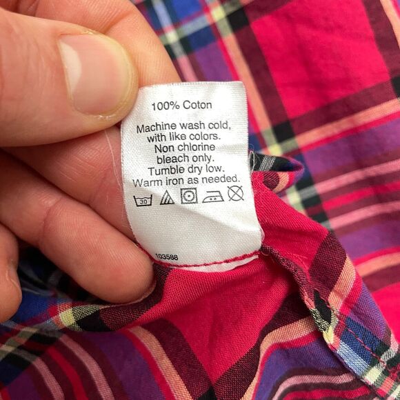 J.Crew Perfect Fit Shirt Women XXS Red Blue Plaid Button Down Long Sleeve Cotton - Picture 6 of 11